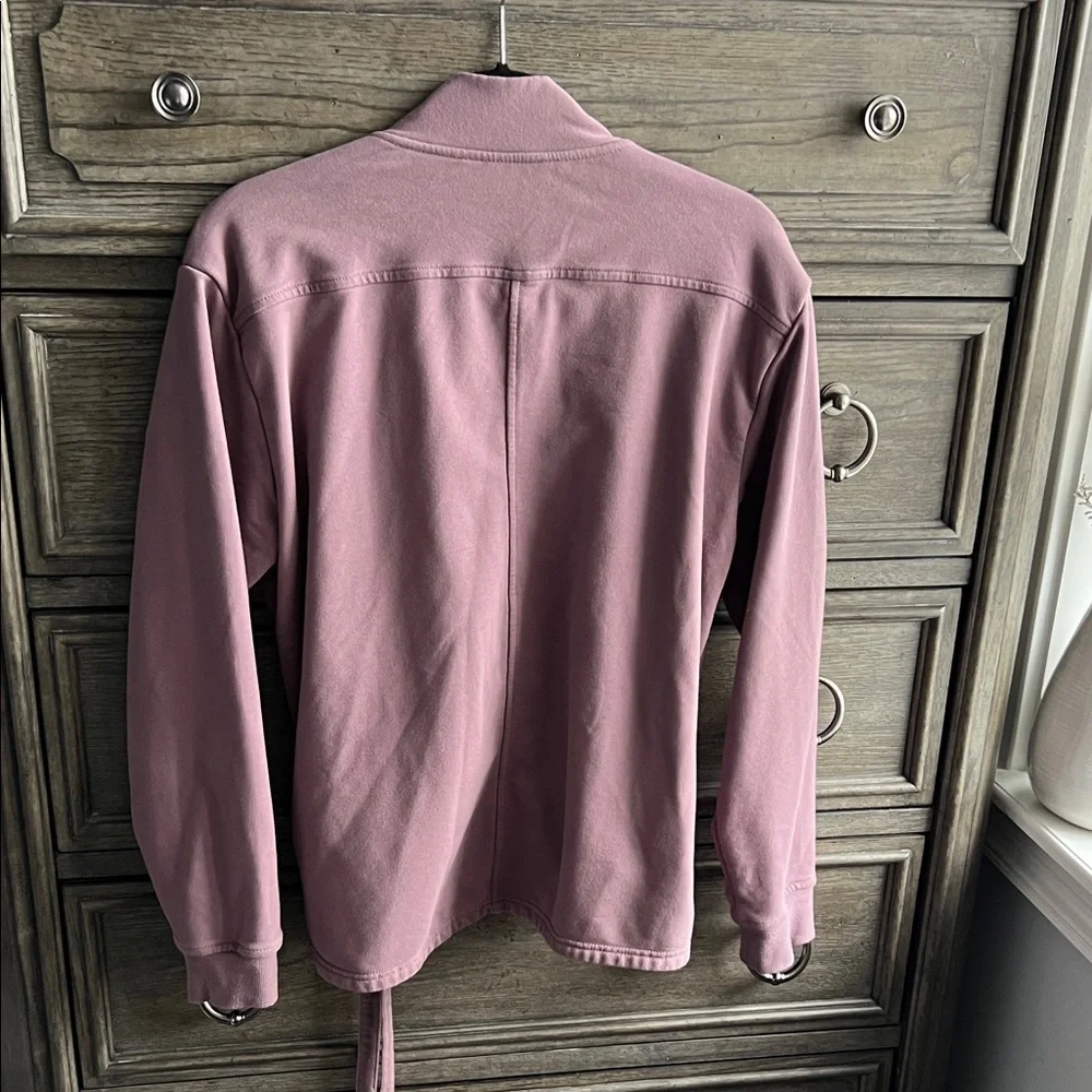 Athleta Light Retroterry Wrap Cozy Soft Sweatshirt Wrap Top Medium Damask Mauve - Picture 3 of 5